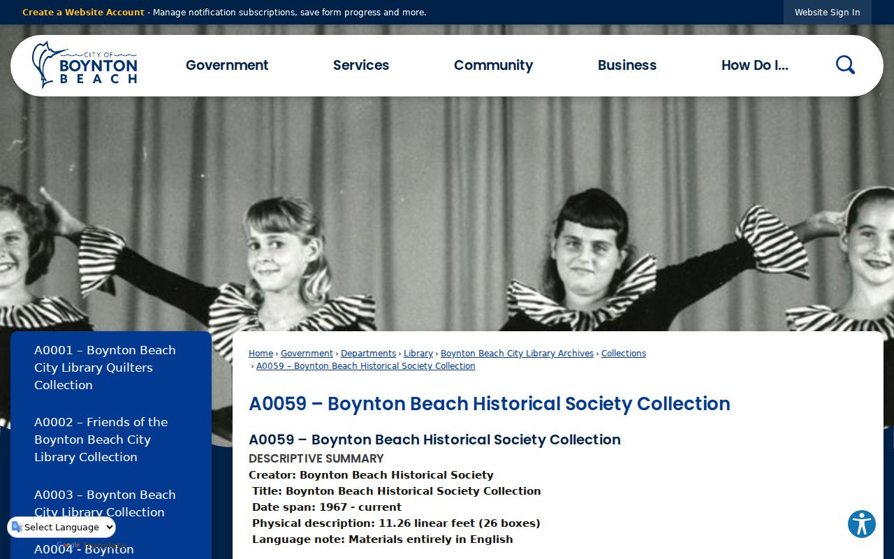 Boynton Beach Historical Society archive collection description