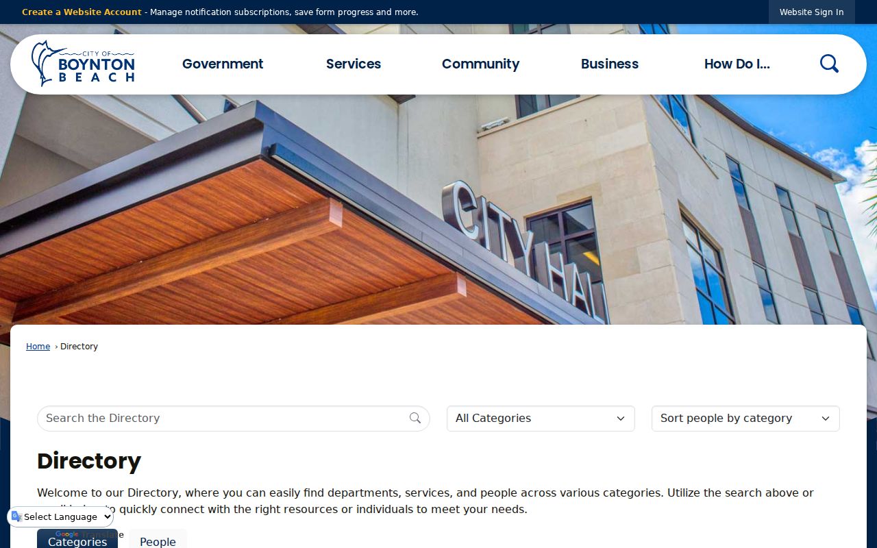 Boynton Beach residents directory staff and department search