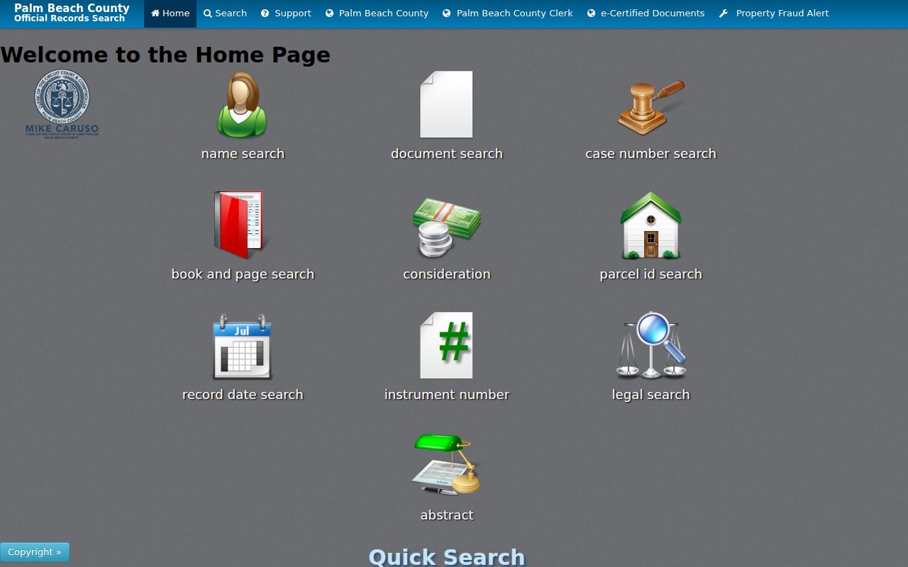 Landmark grantor and grantee search used for Boynton Beach address history