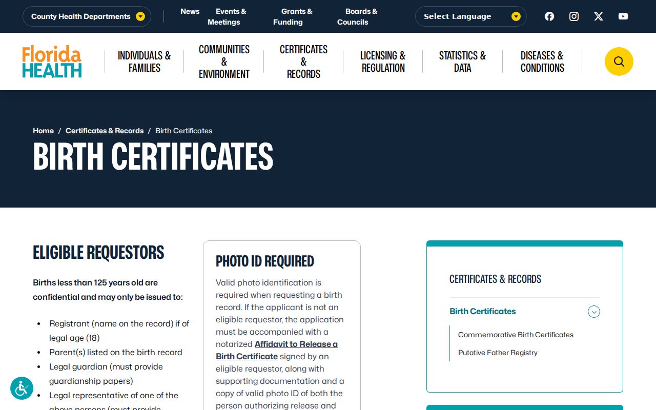 Boynton Beach resident lookup Florida birth record application