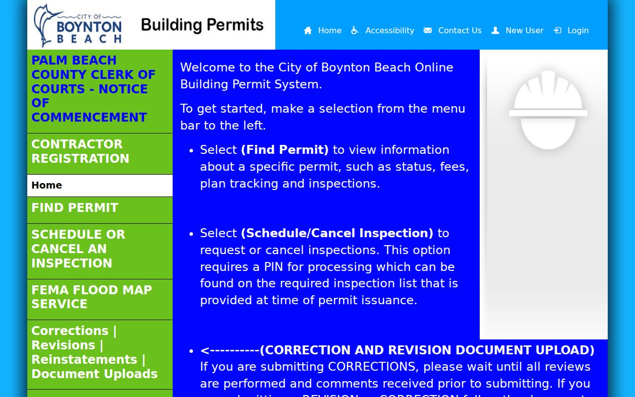 Current Boynton Beach Click2Gov permit search menu
