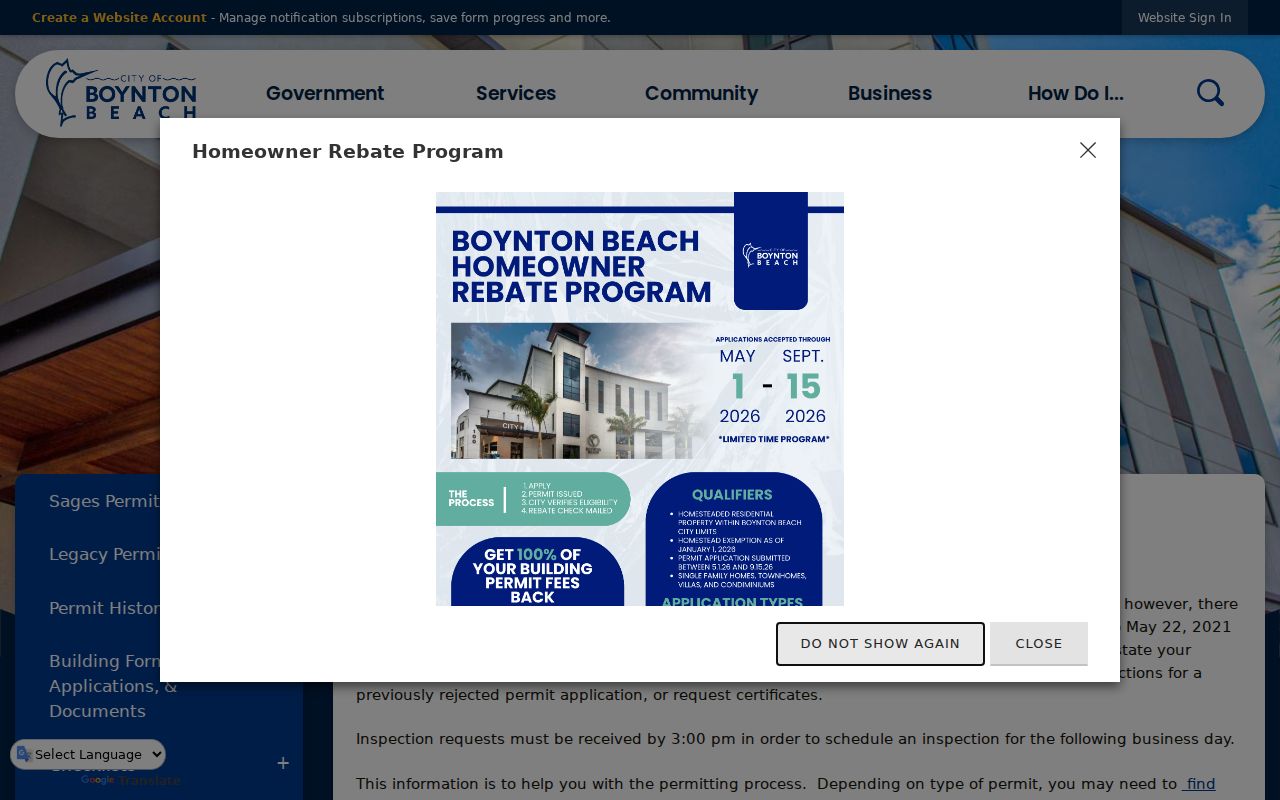 Boynton Beach legacy permit instructions for older address files