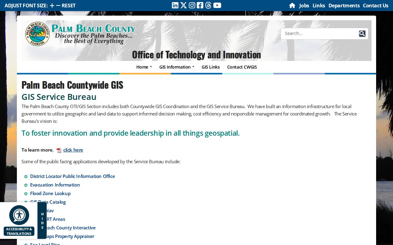 Palm Beach County GIS applications page used for Boynton Beach parcel mapping