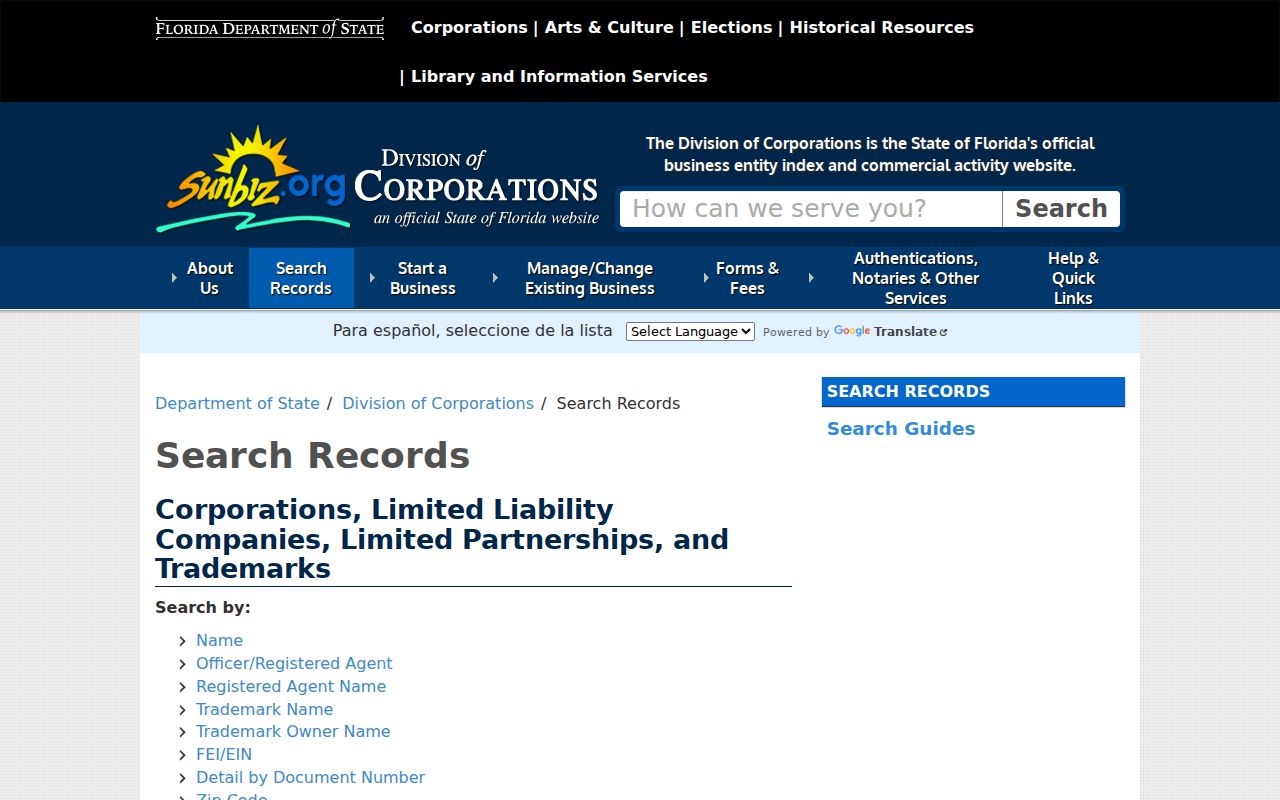Boynton Beach ZIP code directory Sunbiz entity and address search